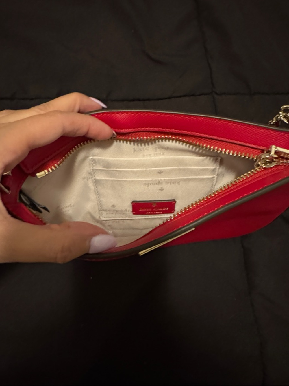 kate spade Red Leather Crossbody with Gold Chain Strap - Picture 4 of 5